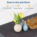 Conjunto de muebles de aluminio para patio exterior Heynemo con reposapiés, sofá seccional metálico para exterior con cojín de 5'' y mesa de centro para balcón o jardín