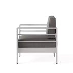 Juego de conversación de exterior de aluminio para 4 personas GDFStudio Crested Bay con fogón gris oscuro