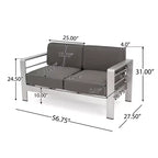 Juego de conversación de exterior de aluminio para 4 personas GDFStudio Crested Bay con fogón gris oscuro