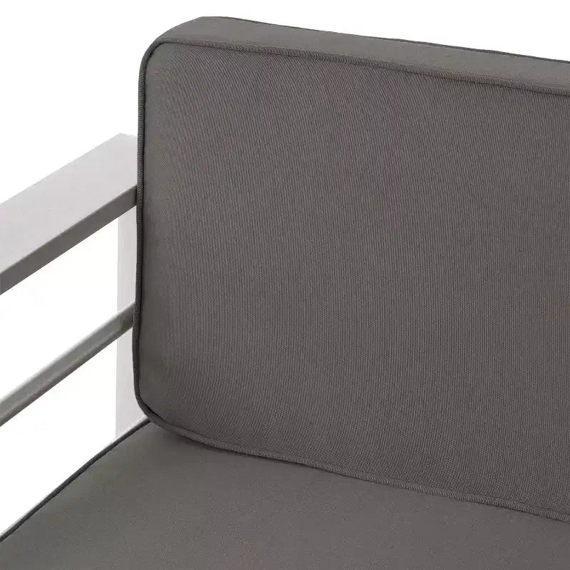 Juego de conversación de exterior de aluminio para 4 personas GDFStudio Crested Bay con fogón gris oscuro