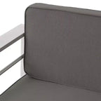 Juego de conversación de exterior de aluminio para 4 personas GDFStudio Crested Bay con fogón gris oscuro