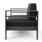 Juego de conversación de exterior de aluminio para 4 personas GDFStudio Crested Bay con fogón gris oscuro