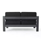Juego de conversación de exterior de aluminio para 4 personas GDFStudio Crested Bay con fogón gris oscuro