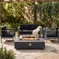 GDFStudio Crested Bay Outdoor Aluminum 4 Seater Chat Set with Dark Gray Fire Pit