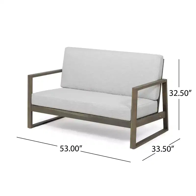 Conjunto Christopher Knight Home Hazel de sofá biplaza y mesa de centro de madera de acacia para exteriores, con cojines