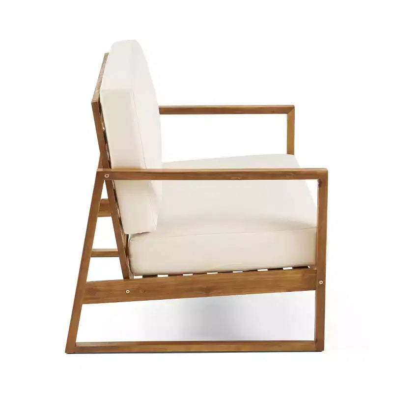 Conjunto Christopher Knight Home Hazel de sofá biplaza y mesa de centro de madera de acacia para exteriores, con cojines