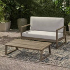Conjunto Christopher Knight Home Hazel de sofá biplaza y mesa de centro de madera de acacia para exteriores, con cojines
