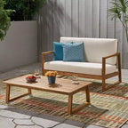 Christopher Knight Home Hazel Outdoor Acacia Wood Loveseat and Coffee Table Set with Cushions