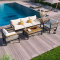 4-Piece Outdoor Sectional Sofa Set, 5-Person Patio Conversation Set with Cushions & Coffee Table - ModernLuxe