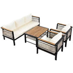 Conjunto de sofá seccional para exteriores de 4 piezas, conjunto de conversación para patio con capacidad para 5 personas, cojines y mesa de centro - ModernLuxe