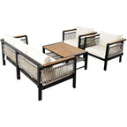 Conjunto de sofá seccional para exteriores de 4 piezas, conjunto de conversación para patio con capacidad para 5 personas, cojines y mesa de centro - ModernLuxe