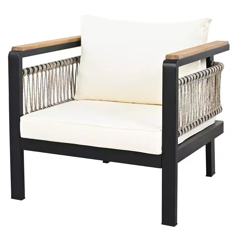 Conjunto de sofá seccional para exteriores de 4 piezas, conjunto de conversación para patio con capacidad para 5 personas, cojines y mesa de centro - ModernLuxe