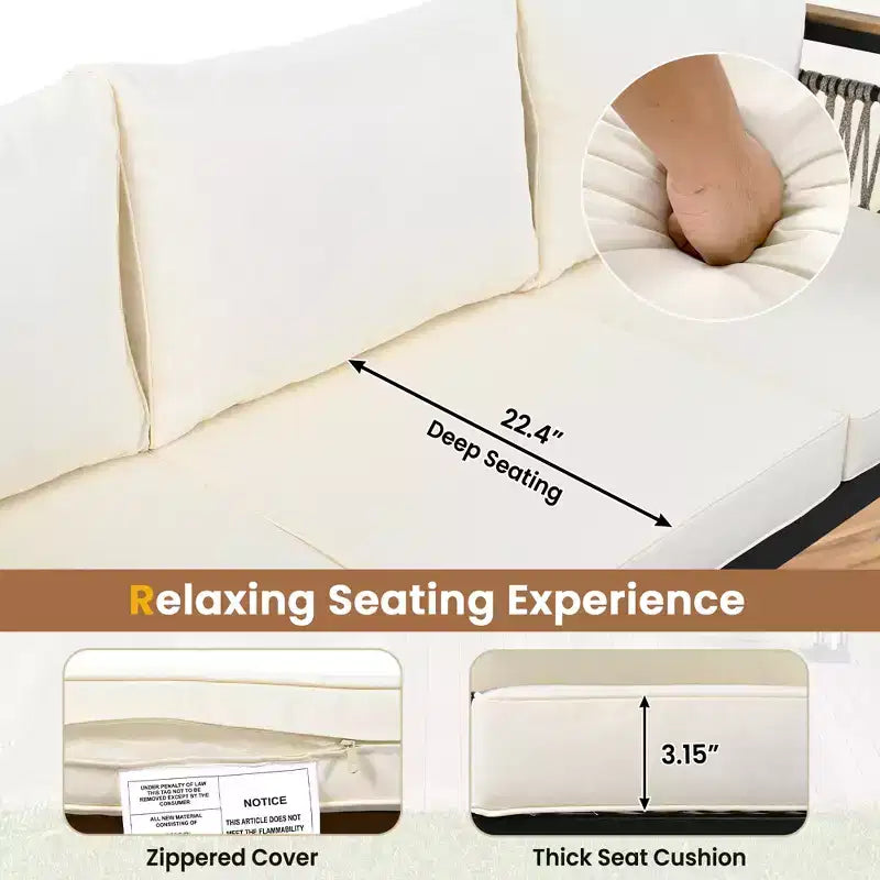 Conjunto de sofá seccional para exteriores de 4 piezas, conjunto de conversación para patio con capacidad para 5 personas, cojines y mesa de centro - ModernLuxe
