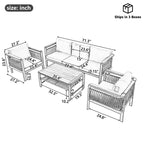 Conjunto de sofá seccional para exteriores de 4 piezas, conjunto de conversación para patio con capacidad para 5 personas, cojines y mesa de centro - ModernLuxe