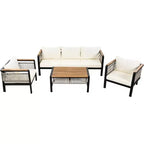 Conjunto de sofá seccional para exteriores de 4 piezas, conjunto de conversación para patio con capacidad para 5 personas, cojines y mesa de centro - ModernLuxe