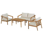 Ensemble de sièges extérieur Osborn de Christopher Knight Home, 4 pièces en bois d’acacia à lattes avec coussin, teck/beige
