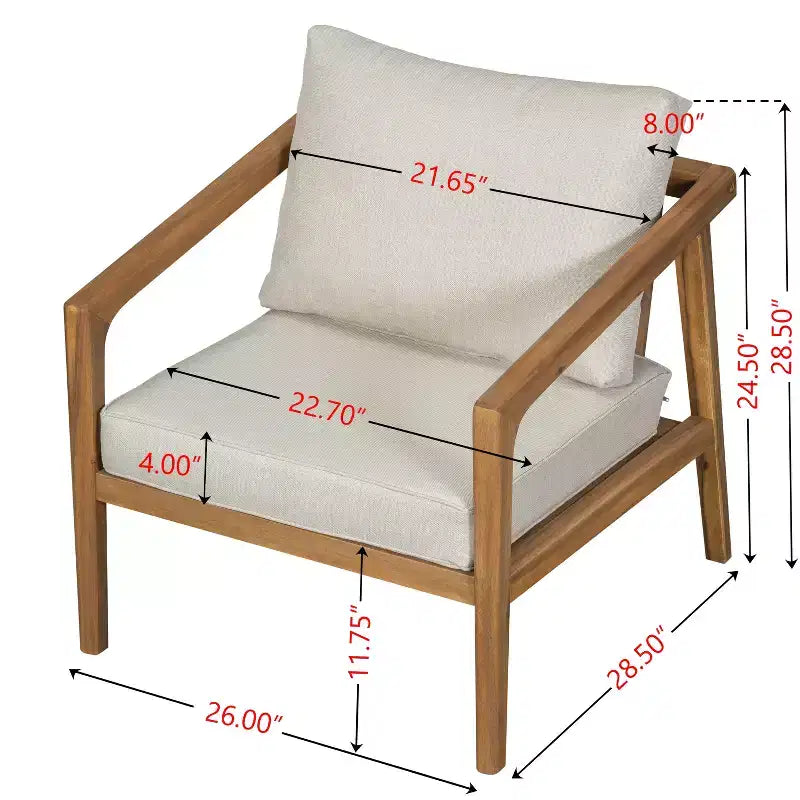 Ensemble de sièges extérieur Osborn de Christopher Knight Home, 4 pièces en bois d’acacia à lattes avec coussin, teck/beige