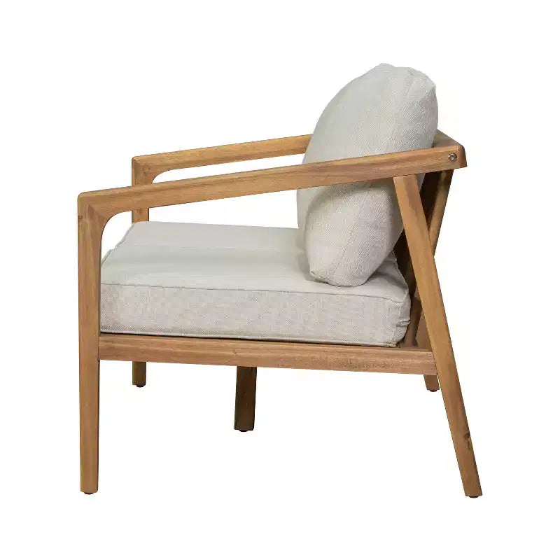 Ensemble de sièges extérieur Osborn de Christopher Knight Home, 4 pièces en bois d’acacia à lattes avec coussin, teck/beige