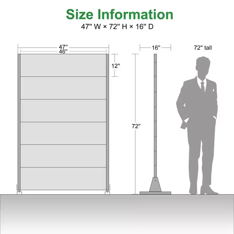 72" H x 47" W Metal Privacy Screen Panel for Outdoor Use