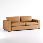 82.7'' Orange Leather Loveseat Sofa with Square Arm, Mid-Century Modern