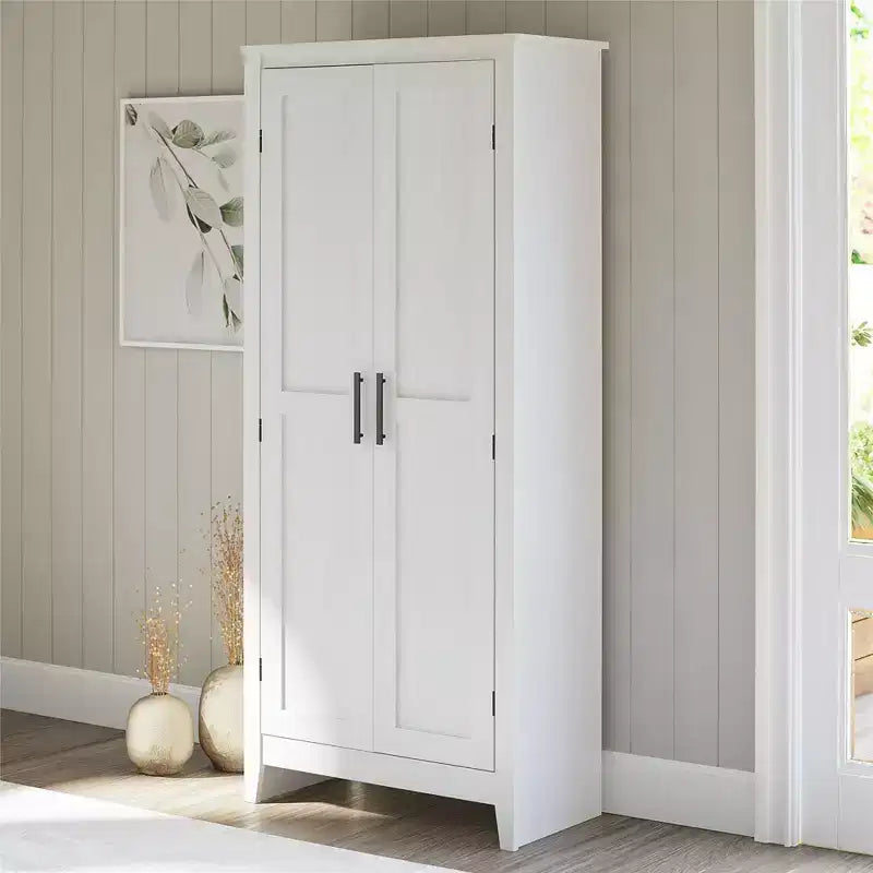 Farmhouse Storage Cabinet with 4 Shelves and 2 Shaker Style Doors