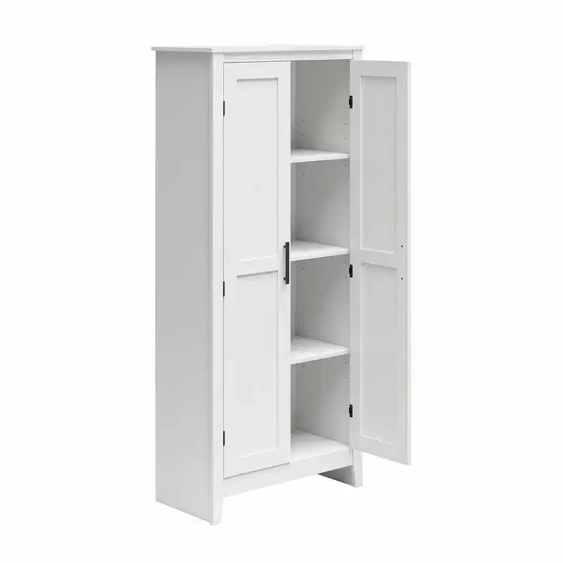 Farmhouse Storage Cabinet with 4 Shelves and 2 Shaker Style Doors