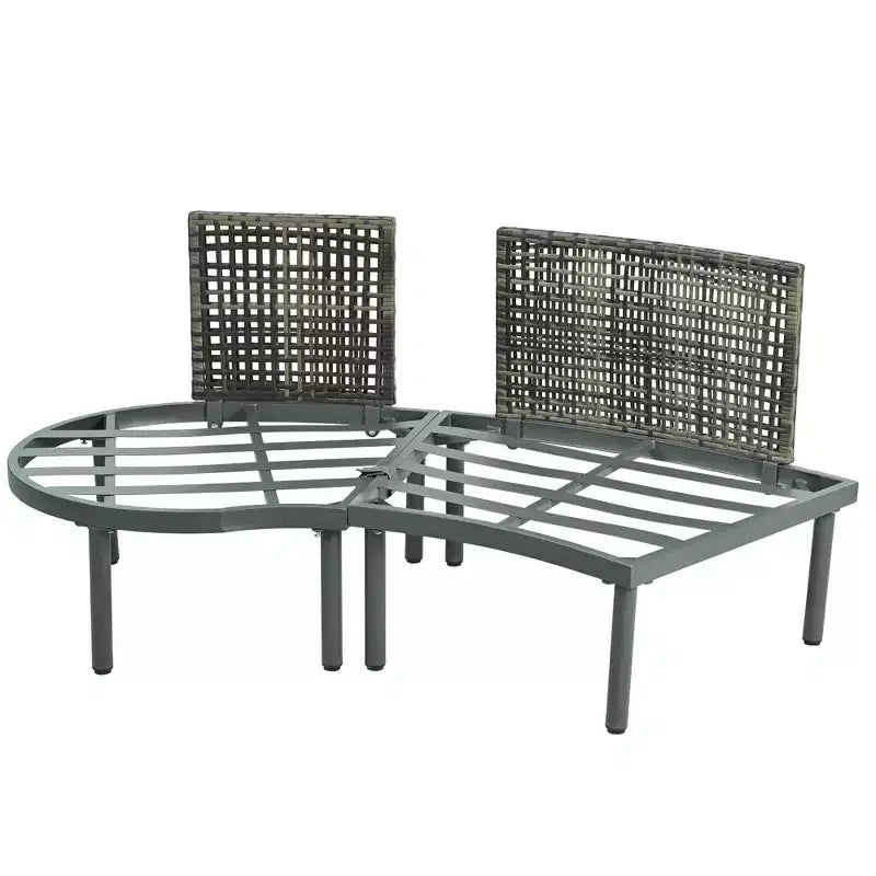 Set di divani da patio a mezzaluna Whisen da 6 pezzi con 2 tavolini da caffè e 4 cuscini, divano componibile in rattan PE