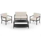 Martha Stewart 4pc Steel Patio Conversation Set with Loveseat, 2 Chairs, Coffee Table in Black