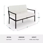 Conjunto de conversación para patio de acero Martha Stewart de 4 piezas, con sofá biplaza, 2 sillas y mesa de centro en negro