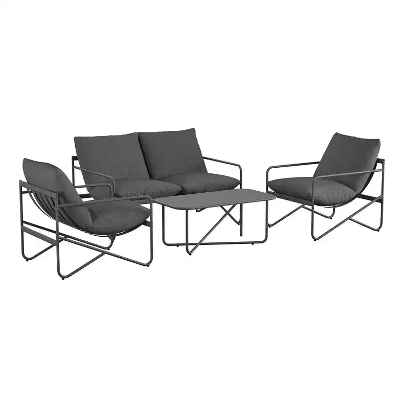 Novogratz Wrenn 4-Piece Sling and Cushion Conversation Set