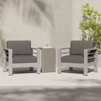Conjunto de conversación de 3 piezas para exteriores Christopher Knight Home Crested Bay, de aluminio, con mesa en forma de C