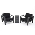 Conjunto de conversación de 3 piezas para exteriores Christopher Knight Home Crested Bay, de aluminio, con mesa en forma de C