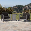 Christopher Knight Home Crested Bay Outdoor Aluminum 3 Piece Chat Set with C Shaped Table