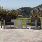 Christopher Knight Home Crested Bay Outdoor Aluminum 3 Piece Chat Set with C Shaped Table