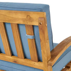 Conjunto GDFStudio Keanu de sofá biplaza y mesa de centro de madera de acacia para exteriores, con cojines