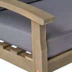 Conjunto GDFStudio Keanu de sofá biplaza y mesa de centro de madera de acacia para exteriores, con cojines