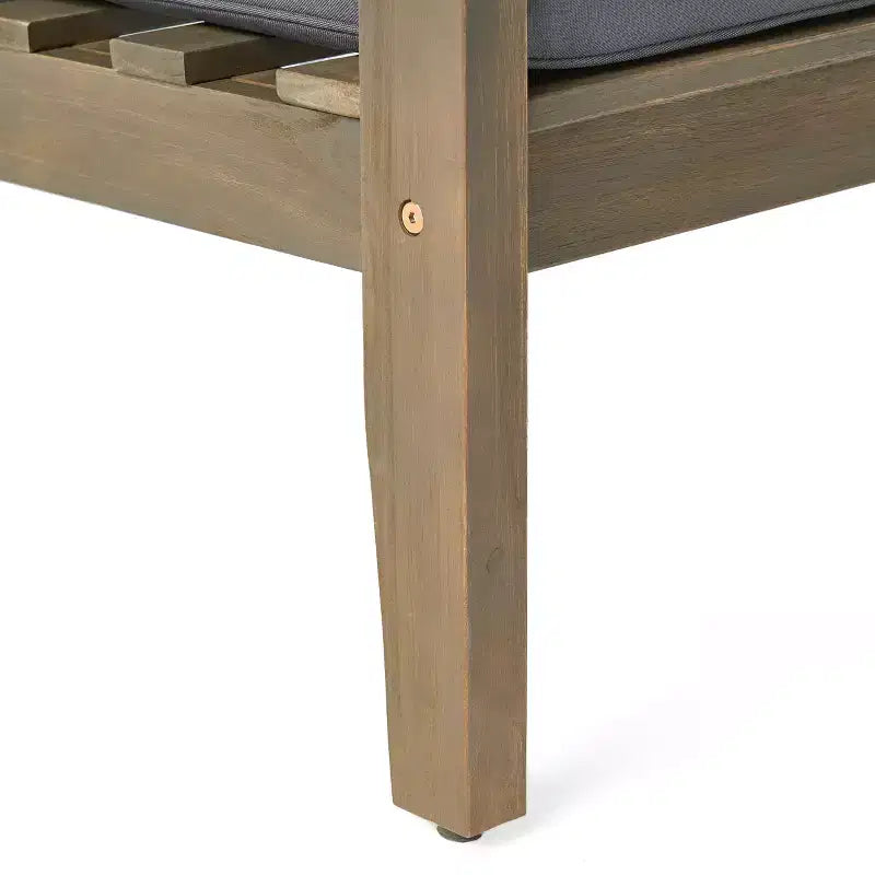 Conjunto GDFStudio Keanu de sofá biplaza y mesa de centro de madera de acacia para exteriores, con cojines
