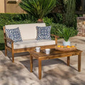 GDFStudio Keanu Outdoor Acacia Wood Loveseat and Coffee Table Set with Cushions