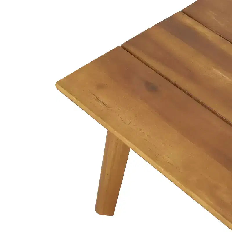 Conjunto GDFStudio Aggie de sofá biplaza y mesa de centro de madera de acacia para exteriores, con cojines, teca/blanco