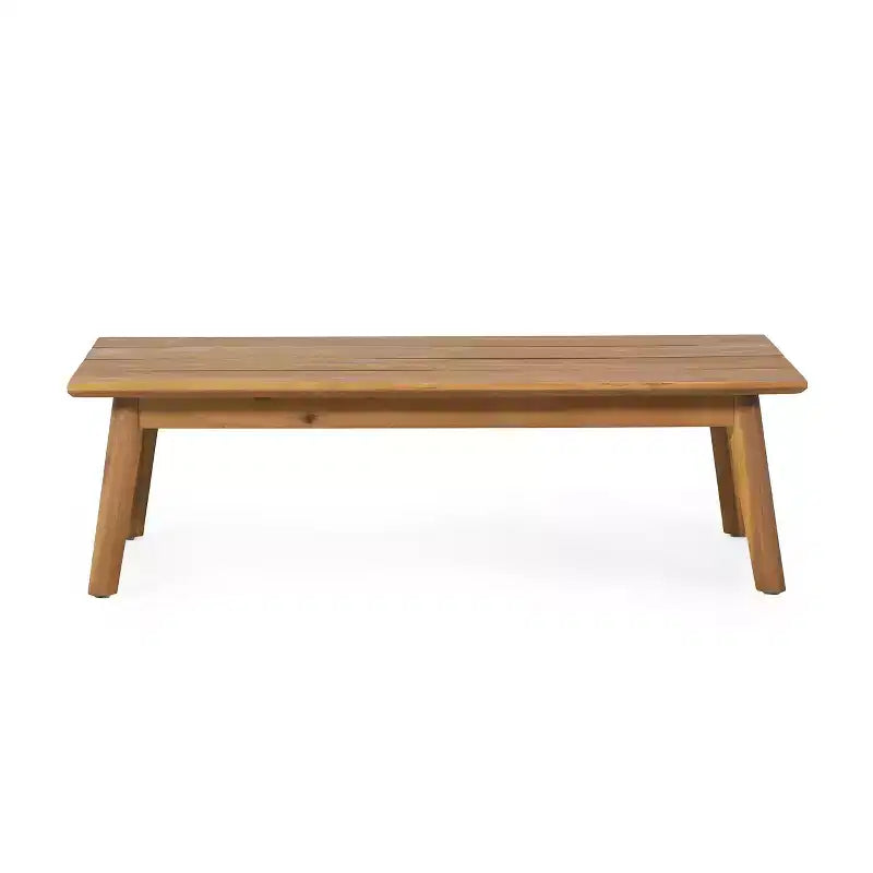 Conjunto GDFStudio Aggie de sofá biplaza y mesa de centro de madera de acacia para exteriores, con cojines, teca/blanco