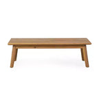 Conjunto GDFStudio Aggie de sofá biplaza y mesa de centro de madera de acacia para exteriores, con cojines, teca/blanco