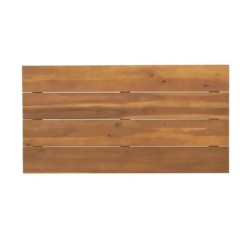 Conjunto GDFStudio Aggie de sofá biplaza y mesa de centro de madera de acacia para exteriores, con cojines, teca/blanco