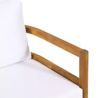 Conjunto GDFStudio Aggie de sofá biplaza y mesa de centro de madera de acacia para exteriores, con cojines, teca/blanco