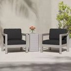 Christopher Knight Home Aviara Outdoor Aluminum 3 Piece Chat Set with C Shaped Side Table