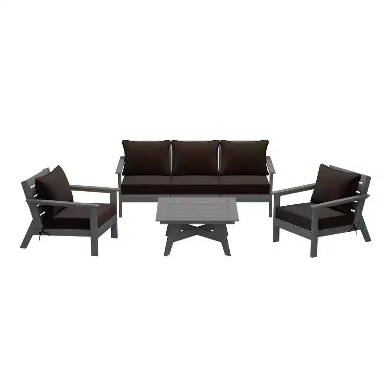 WestinTrends Avalon Outdoor 6-Piece Modular Sectional Patio Furniture Sofa Set, Gray/Brown