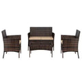Karl Home 4-Piece Wicker Patio Conversation Set with Beige Cushions
