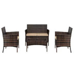 Karl Home 4-Piece Wicker Patio Conversation Set with Beige Cushions