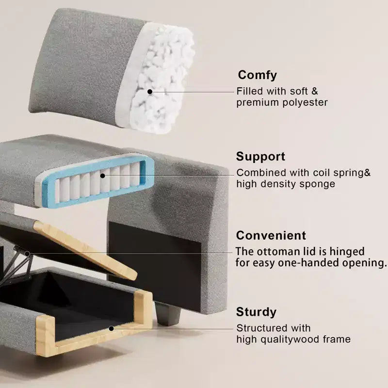Chenille Corner Seat for Modular Sectional Sofa