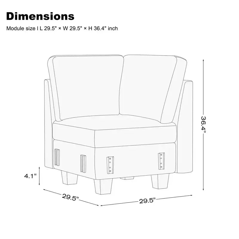 Chenille Corner Seat for Modular Sectional Sofa