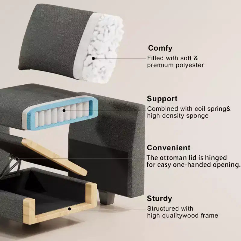 Chenille Corner Seat for Modular Sectional Sofa